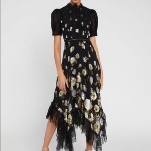 Alice and Olivia Bettina Floral Lace Midi Dress